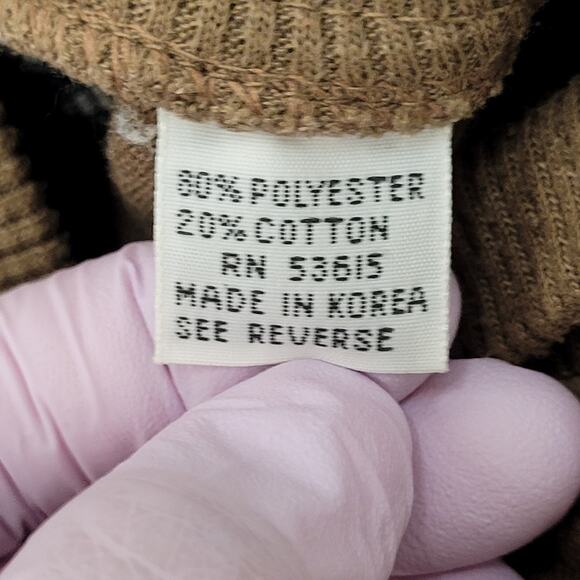 Vintage 90s Korman MOD Cable Sweater Medium 20x23 Crop Taupe - Picture 7 of 14